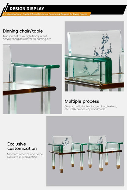 Customize Transparent Luxury Furniture Resin Dinning Chair Chair Handcrafts for Living Room ,hotel, Club
