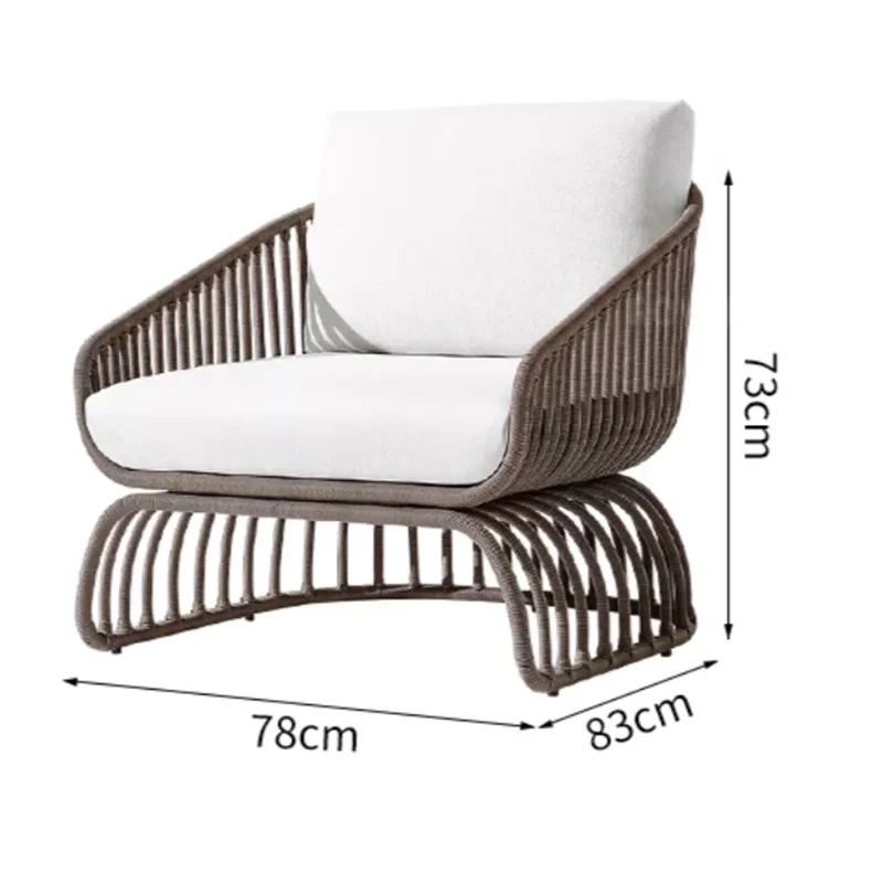 Italian Style Waterproof and Sunscreen Designer Garden Sofas Rattan Weaving Modern Garden Sofa Art Outdoor Furniture Divano HBOS