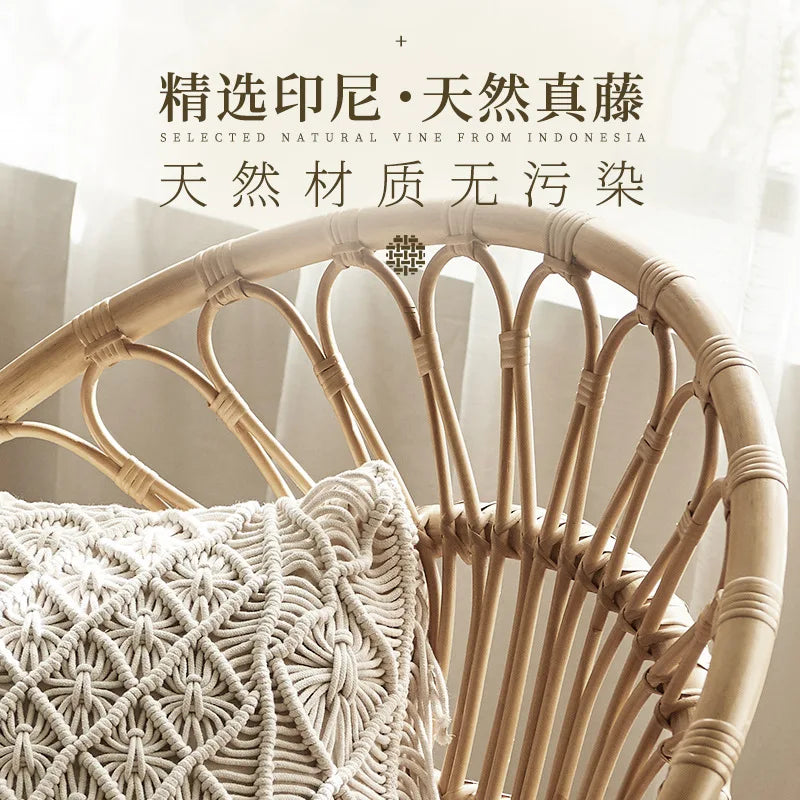 Nordic rattan swivel chair modern simple casual rattan natural rattan homestay balcony sofa  lazy bamboo