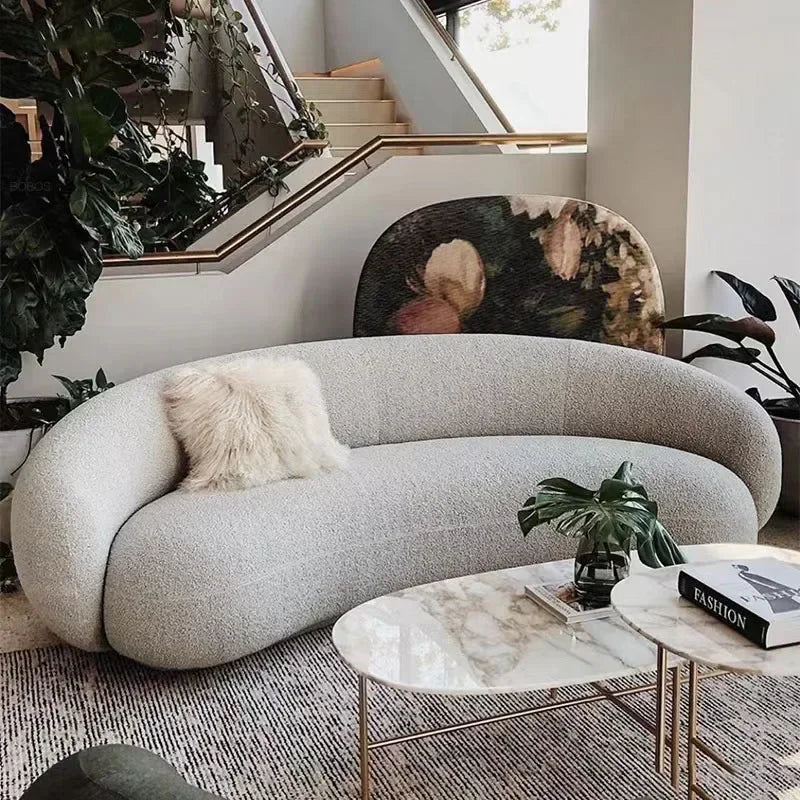 Round Teddy Sofa Lounge Nut Circle Curved Couch White Modern Sofas Chaise Lounge Nordic Style Canape  Living Room Furniture