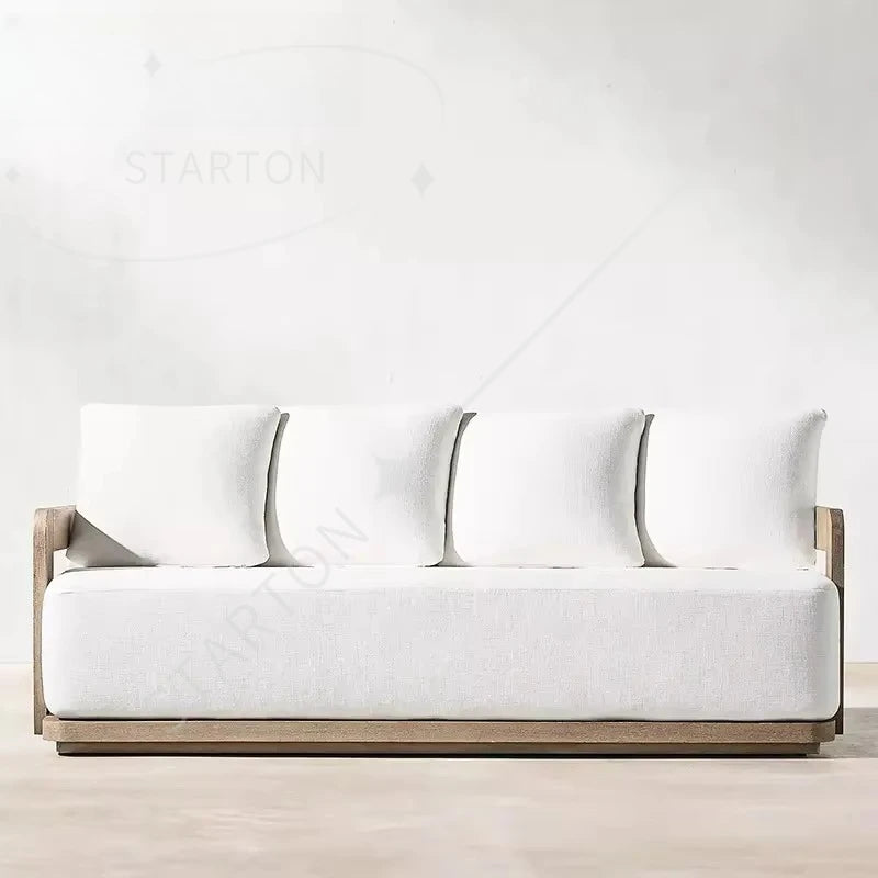 Custom outdoor courtyard waterproof design garden sofa wooden furniture teak outdoor furniture