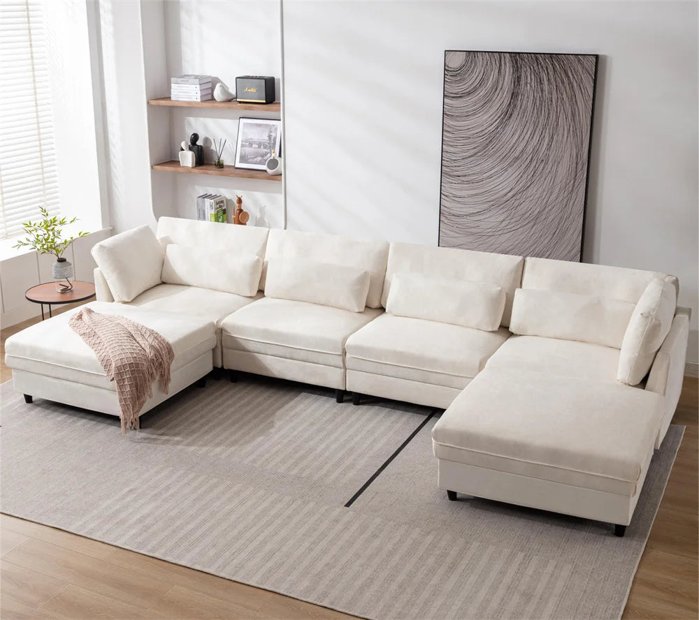 Set Extra Large L U Shaped Couch 6 Seaters with Reversible Chaise Manufacturer Oversized Modular Sectional Fabric Sofa