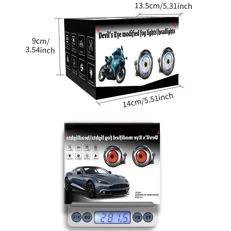 Car Devil Eye LED Headlight 6 Low Light Modes Control The Atmosphere In The Car Universal Motorcycle Lens Headlight