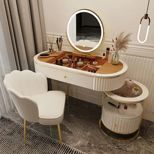 Luxury Charm Dressing Table Luxury Nordic Salon Drawer Nordic Dressing Table Mirror Chair Storage Coiffeuse Furniture Makeup
