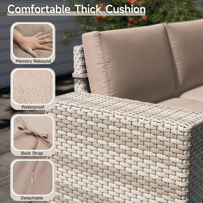 6-Piece Modular Sectional Set - Outdoor Furniture Conversation Sofa for Garden, Balcony, Lawn