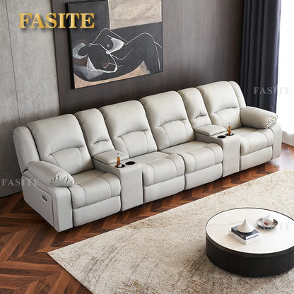 Leather sofa home theater electric sofa combination private audio and video room sofa recliner