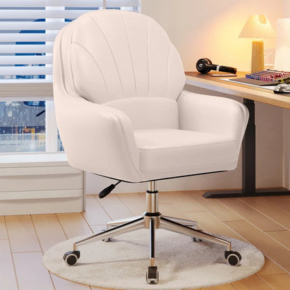 Metal Cute Vanity Makeup Chair for Girls Rotating Lift Backrest Computer Chair for Bedroom Dorm Home Office Desk