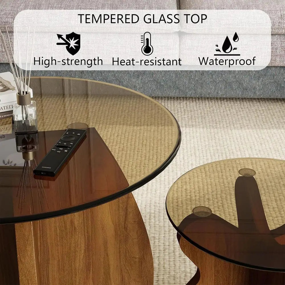 Table d'appoint ronde contemporaine, assemblage facile, finition brun coquille pour les espaces de vie et les balcons