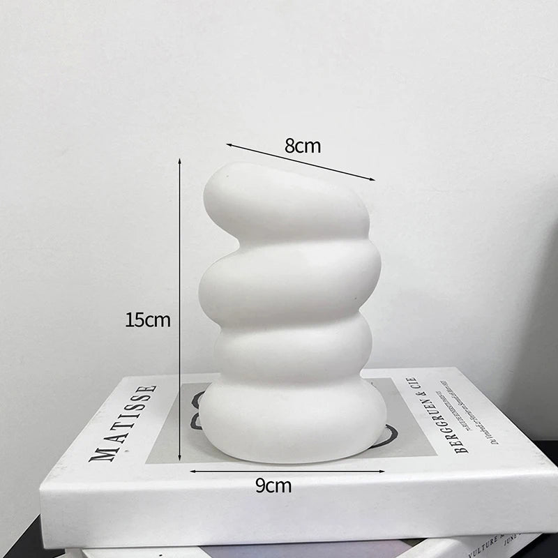 Modern Style Vase Room Decoration Plastic Flower Vase Wihte Black Flower Bottle Aesthetic Floral Arrangement Display Vase