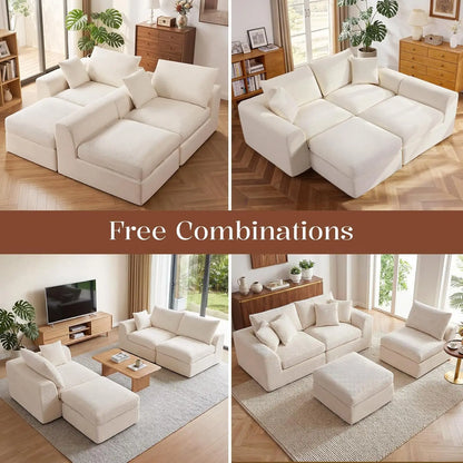 110" L-Shaped 3-Seat Modular Sectional Sofa with Movable Design