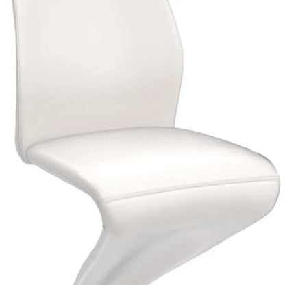 Pair of Modern White PU Leather Upholstered Dining Chairs with Metal Legs for Kitchen or Dining Room