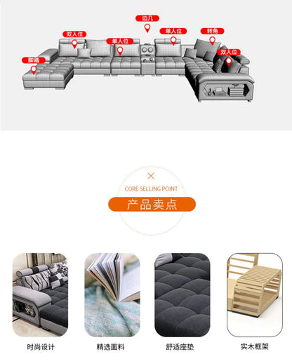 Fabric sofa, simple and modern size, living room, Nordic latex technology fabric sofa
