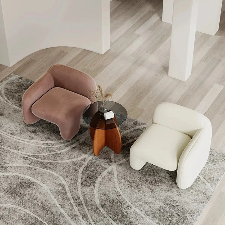 Luxury living room furniture Comfortable modern velvet cream lamb chair