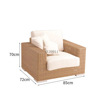 Outdoor rattan courtyard waterproof and sunscreen garden leisure sofa combination balcony double sofa