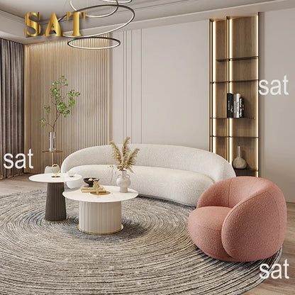 -Contemporary Minimalist Sectional Sofa Set Wood Frame with Curved Sleeper Sponge Filled for Home Hotel or Apartment