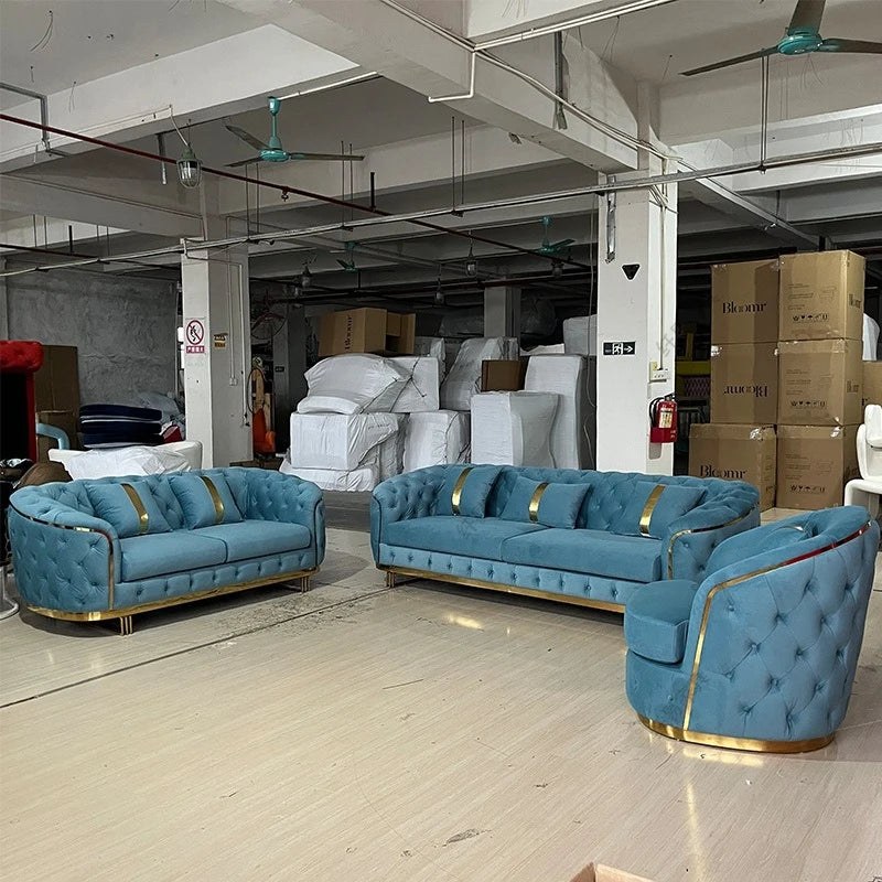 American fabric sofa Italian minimalist designer living room straight row sofa velvet European home sofa