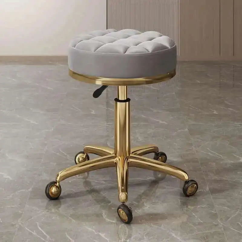 Barber Nail Salon Chair Swivel Wheels Rotating Salon Hair Stylist Barbershop Equipment Furniture Professional Rolling Silla