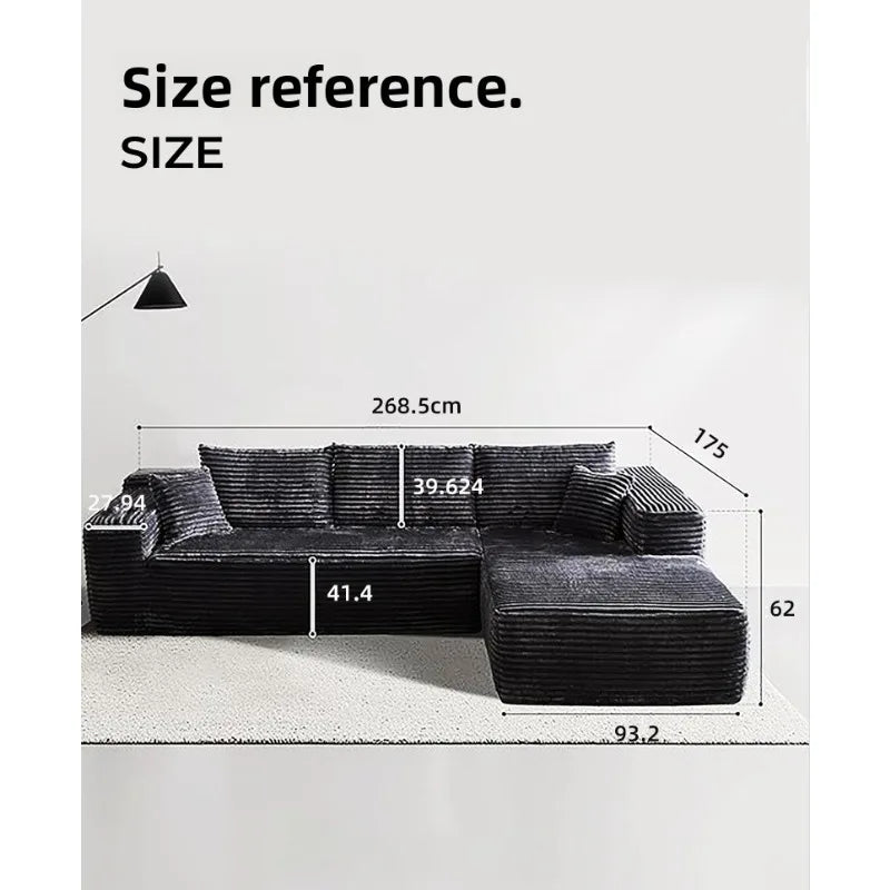 Vacuum compression sofa with L-shaped concubine chair combination living room small apartment sofa double