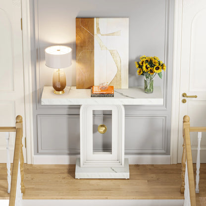 Tribesigns Modern Console Table, 40 Inches Narrow Sofa Entryway Table with Pendulum Shape Base, Contemporary Wood Accent Table