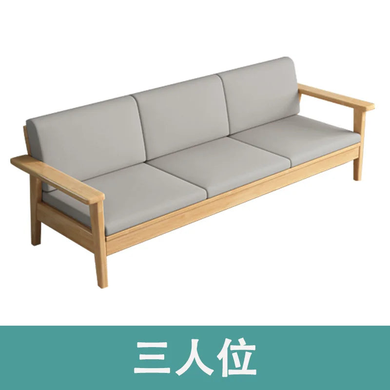 Solid wood sofa simple modern living room small apartment three-person winter and summer dormitory bed and breakfast sofa