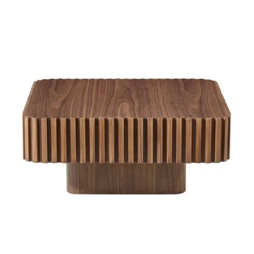 Modern Handcraft Drum Coffee Table Square Coffee Table for Living Room,Small Wooden Coffee Table,Walnut Color