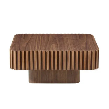 Modern Handcraft Drum Coffee Table Square Coffee Table for Living Room,Small Wooden Coffee Table,Walnut Color