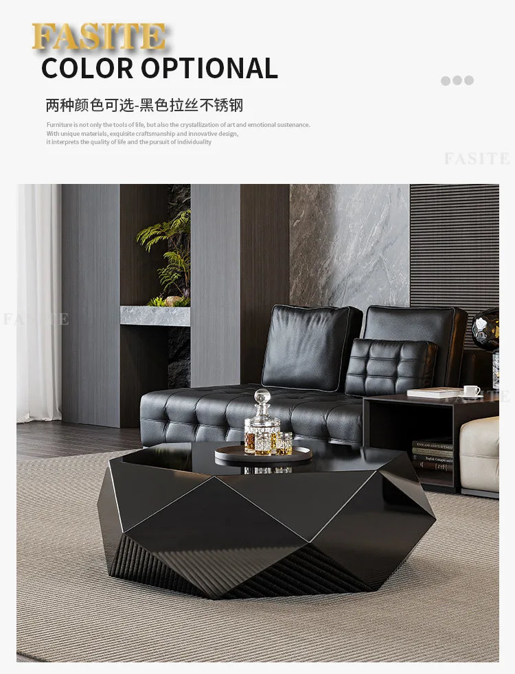 Fashion Italian minimalist gold diamond coffee table designer high-end small apartment modern