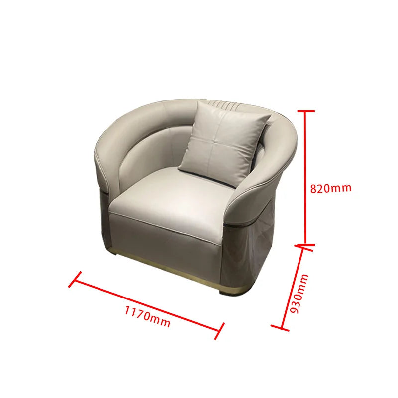 FF Italian Style Light Luxury Genuine Leather Sofa Villa Living Room Large and Small Suite Combination