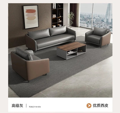 Office Sofa Modern Meeting Guests Business Reception Negotiation Leisure Area Modern Leather Sofa Coffee Table Combination Set