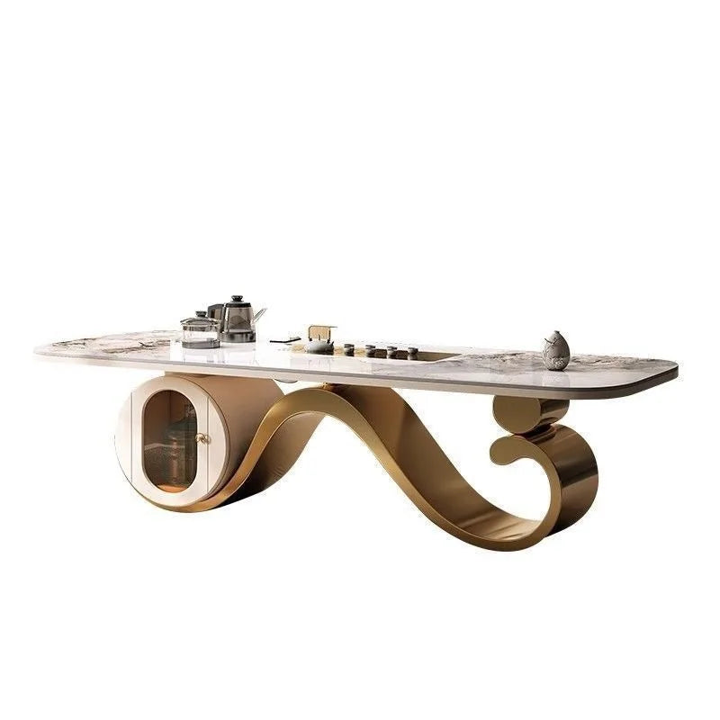 Light luxury rock slab table and chair combination modern minimalist design, creative high-end villa office tea table