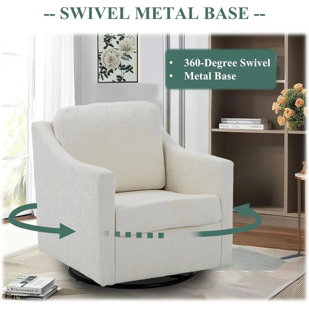 Swivel Accent Chair, 360° Rotation Chenille Fabric Upholstered Leisure Armchair with Lumbar Pillow for Living Room Bedroom Home