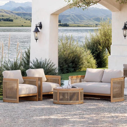Reception Outdoor Garden Sofas Living Room Simple Backrest Modern Garden Sofas Homestay Wood Furniture Sofá Jardín MHHYSF