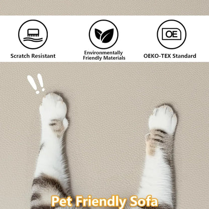 3 Seater Deep Seat Sectional Sofa,Scratch Resistant Faux Leather Material, Oversized Modular Couch for Living Room