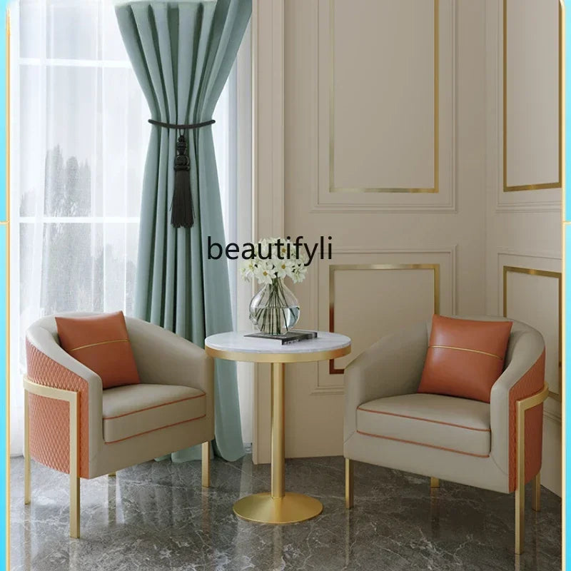 Bureau de vente de luxe léger, table et chaise de négociation, bureau de réception, petit canapé simple, combinaison de table basse
