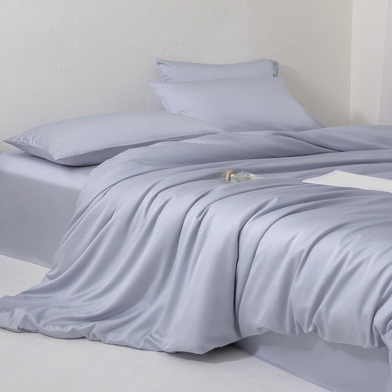 Luxury Bedding Set with Duvet Cover Silk Cotton Duvet Cover Bed Sheet Solid Color bedsheets full set 4 pcs Queen King Size