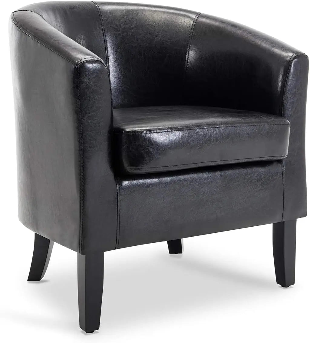 Linen Round Accent Barrel Chair, Club Tub Sofa Chair for Bedroom, Corner Chairs with Flared Legs and Cozy Soft Padding