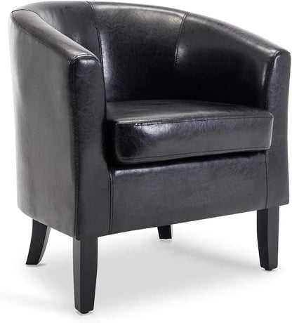 Linen Round Accent Barrel Chair, Club Tub Sofa Chair for Bedroom, Corner Chairs with Flared Legs and Cozy Soft Padding