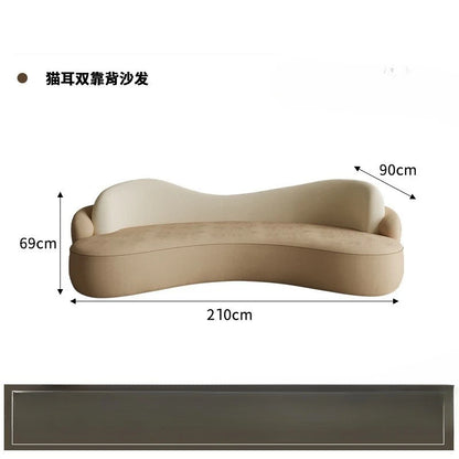 Internet celebrity homestay cream wind sofa small apartment living room beauty salon reception lounge curved sofa combination