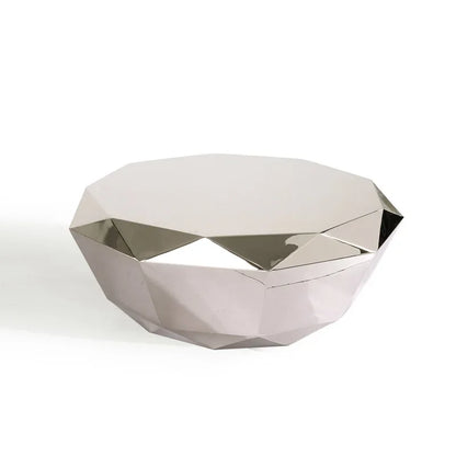 Light luxury modern minimalist special-shaped stainless steel diamond coffee table living room home Italian sofa natural