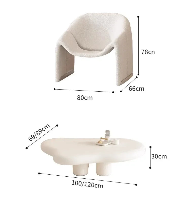 Cream wind light luxury beauty salon living room small apartment creative curved clothing store rest area reception sofa Interne