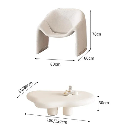 Cream wind light luxury beauty salon living room small apartment creative curved clothing store rest area reception sofa Interne