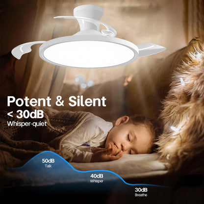 Modern Ceiling Fan Sealing Fan Led Lighting Silent Invisible Blade Lamps Suitable for Living Room Dining Room Study Kitchen