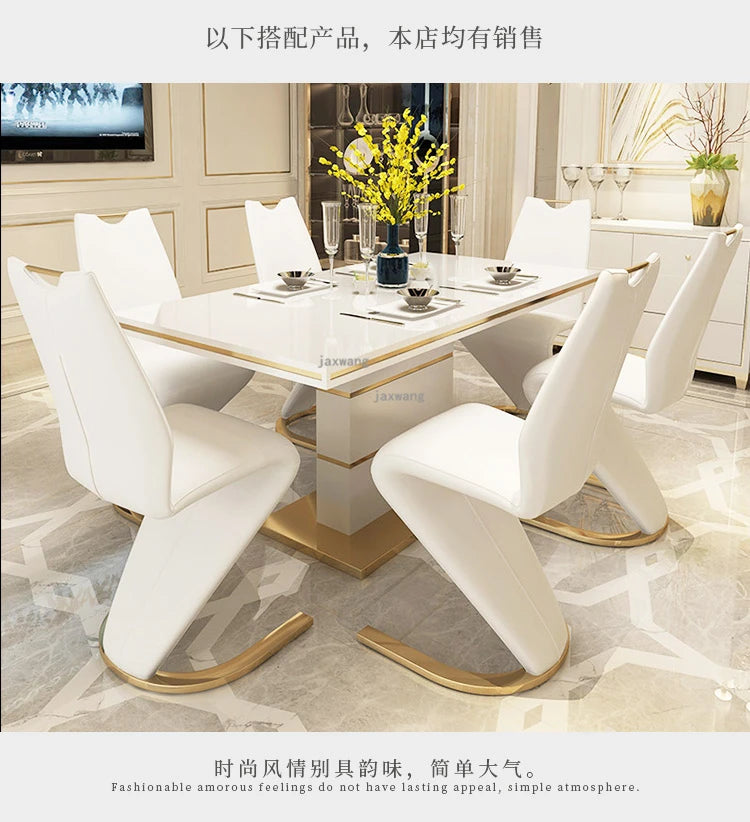Nordic Stainless Steel Dining Chairs 2pcs Modern Casual Leather Kitchen Furniture Dining Chair Home Backrest Negotiation Chair K