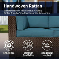 Outdoor Patio Furniture Set, Rattan Sectional Sofa, Conversation Set with Waterproof Cushion and Coffee Table