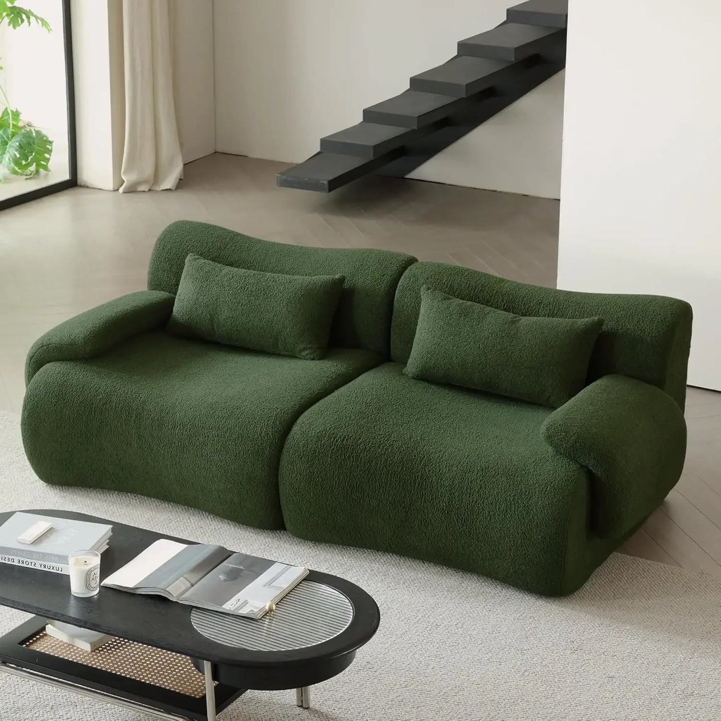 115" Modular Sectional Sofa, Deep Seat Teedy Boucle Boneless L-Shaped Sofa, Modern Oversized Cloud Couch Sectional, Customized