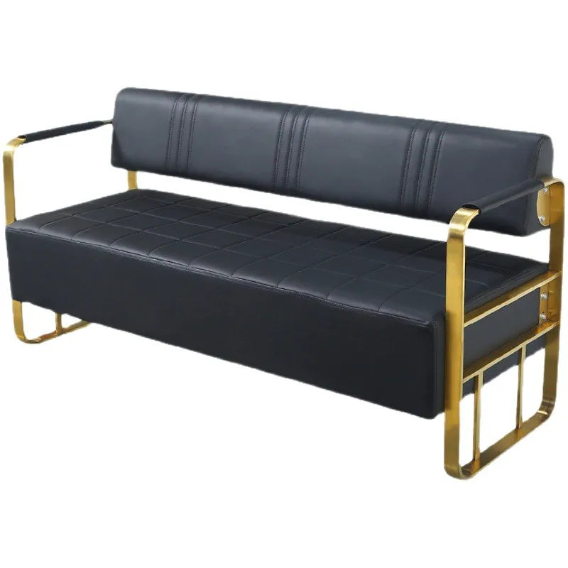 Barbershop Hairdresser Waiting Chair Beauty Clothing Shop Lounge Area Stainless Steel Gold-Plated Sofa Waiting Area Bench Chair