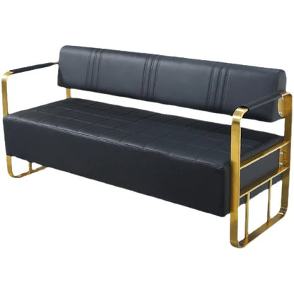 Barbershop Hairdresser Waiting Chair Beauty Clothing Shop Lounge Area Stainless Steel Gold-Plated Sofa Waiting Area Bench Chair