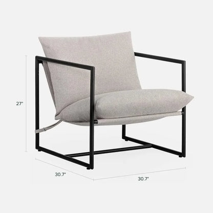 Metal Framed Accent Armchair with Shredded Foam Cushioning, Oatmeal
