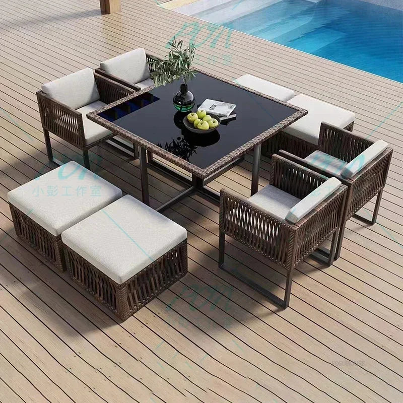 Terrace Garden Rattan Outdoor Chair Leisure Tea Table Patio Outdoor Furniture Set Outdoor Table and Chairs Garden Furniture Sets