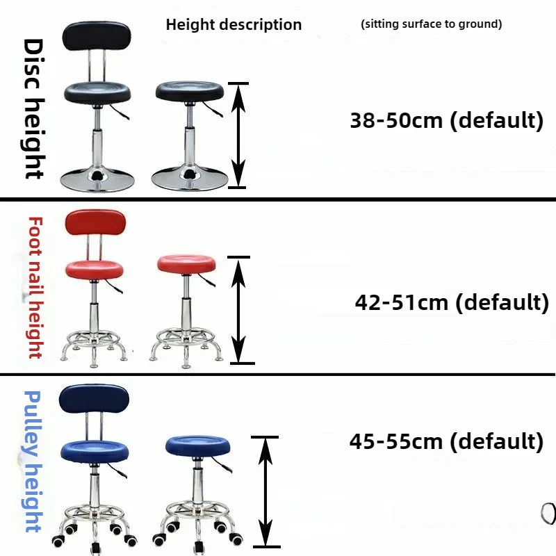 PU Leather Modern Rolling Stool Low Back Height Adjustable Work Salon Drafting Swivel Task Chair with Footrest